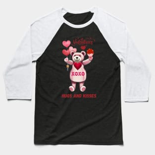 Valentine's Day Hugs And Kisses Teddy Bear Baseball T-Shirt